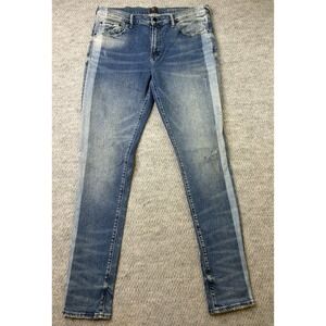 PRPS Mens Jeans 36x33 Indigo Blue Stretch Slim Tapered Distressed E87P316FS
